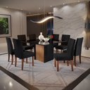 Ver imagem 1 de Conjunto Sala de Jantar Mesa Cris 1360 Quadrada Tampo Vidro com 8 Cadeiras Dalia