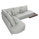 Ver imagem 4 de Sofá de Canto Nori Curva Ld 2,61m em Linho com Base Madeira