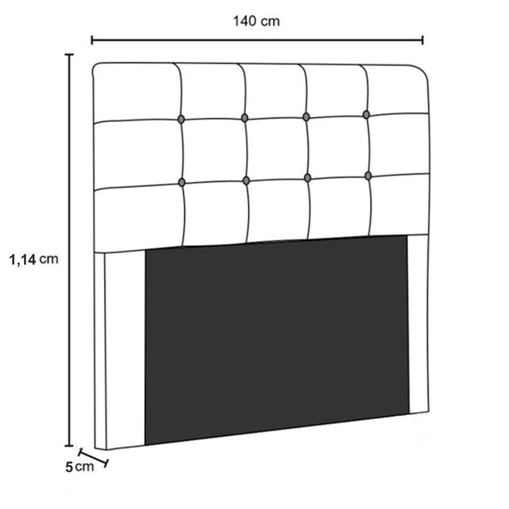 Cabeceira Cama Box Casal 140cm lena Tecido Sintético Branco Ísis Estofados - 4