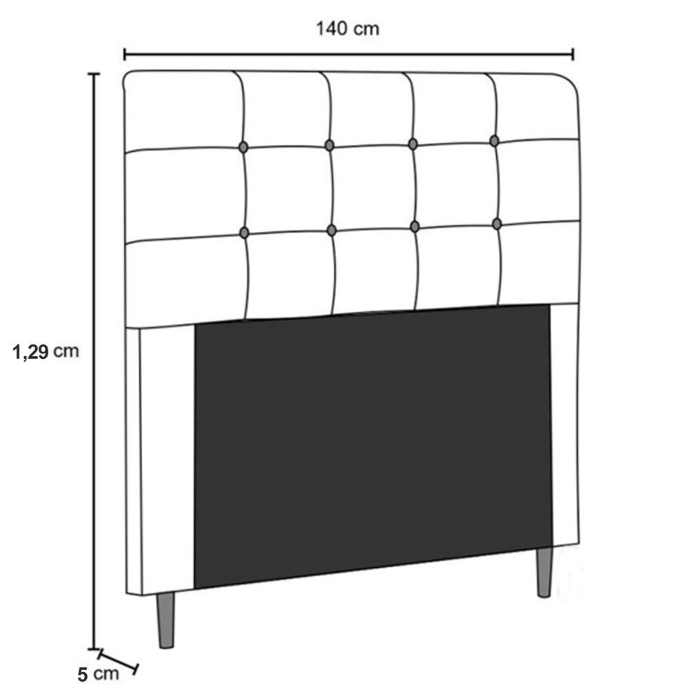 Cabeceira Cama Box Casal 140cm lena Tecido Sintético Branco Ísis Estofados - 3