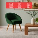 Ver imagem 3 de Kit 4 Poltrona Sala Decorativa Louis Veludo Verde Pés Palito Castanho