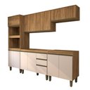 Ver imagem 1 de Cozinha Completa Modulada 10 Portas 3 Gavetas Freijó/off White - Panorama Móveis