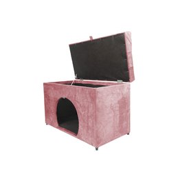 Puff Pet Baú Estofado para Cachorro e Gato - Rosa Claro - 2
