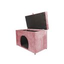 Ver imagem 2 de Puff Pet Baú Estofado para Cachorro e Gato - Rosa Claro