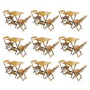 Ver imagem 1 de Kit 9 Conjuntos De Mesa Dobravel Com 2 Cadeiras De Madeira 70X70 Para Restaurante E Bar - Mel