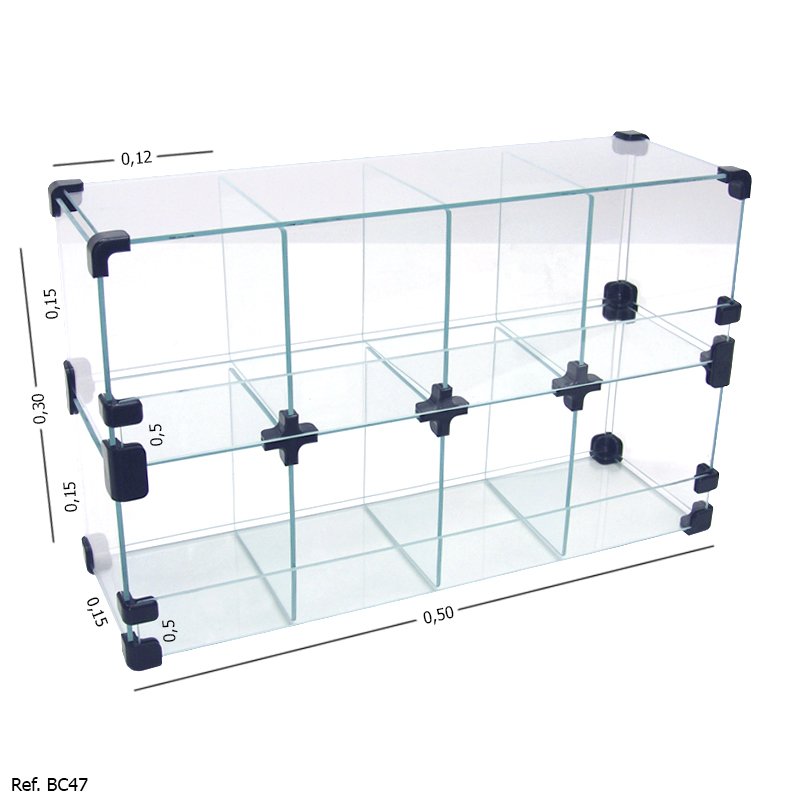 Baleiro Expositor Modulado em Vidro - 0,50 x 0,30 x 0,15