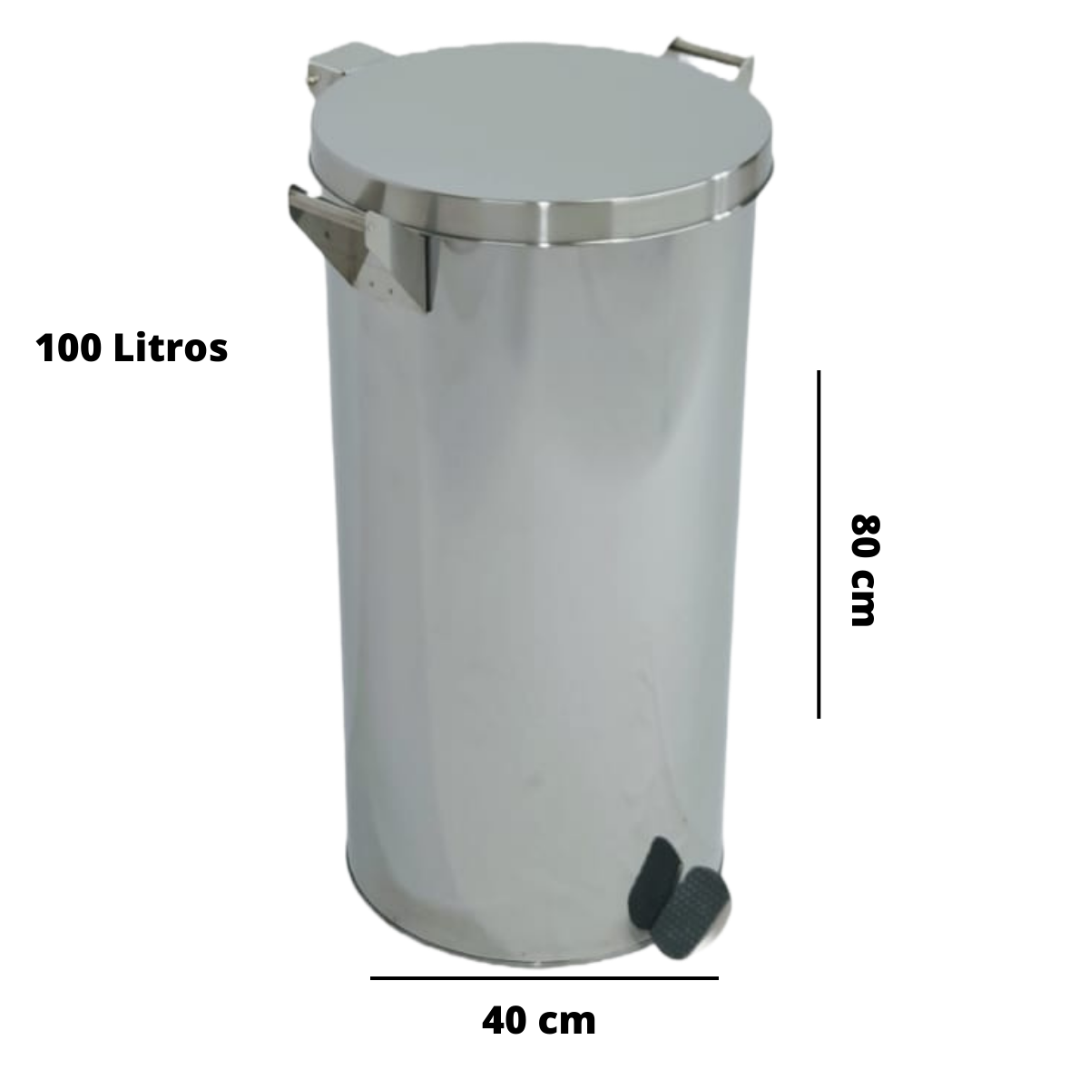 Lixeira Pedal e Alça 100l em Aço Inox 40x80 - 4