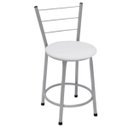 Ver imagem 3 de Kit 2 Banquetas Baixas Prata com Encosto Assento Branco