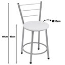 Ver imagem 2 de Kit 2 Banquetas Baixas Prata com Encosto Assento Branco