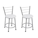 Ver imagem 1 de Kit 2 Banquetas Baixas Prata com Encosto Assento Branco