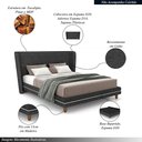 Ver imagem 3 de Conjunto Cama com Cabeceira King Torres Pés em Madeira Linho Chumbo G91 - Gran Belo