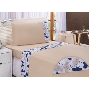Jogo de Cama Solteiro 180 Fios Nuvem Bege 3 Pçs - 100% Algodão