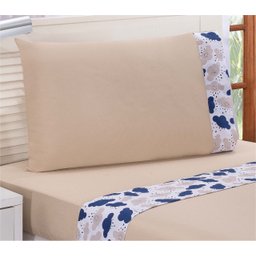 Jogo de Cama Solteiro 180 Fios Nuvem Bege 3 Pçs - 100% Algodão - 3