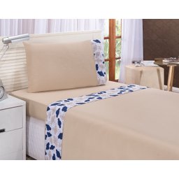 Jogo de Cama Solteiro 180 Fios Nuvem Bege 3 Pçs - 100% Algodão - 2