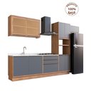 Ver imagem 2 de Cozinha Completa Modulada com Vidro Reflecta 5 Peças 9 Portas Viena Cinza/Freijó/Grafito