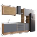 Ver imagem 3 de Cozinha Completa Modulada com Vidro Reflecta 5 Peças 9 Portas Viena Cinza/Freijó/Grafito