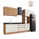 Ver imagem 2 de Cozinha Completa Modulada com Vidro Reflecta 5 Peças 9 Portas Viena Branco/Freijó/Cinza Argila