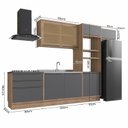 Ver imagem 3 de Cozinha Completa Modulada com Vidro Reflecta 5 Peças 8 Portas Viena Cinza/Freijó/Grafito