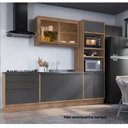Ver imagem 1 de Cozinha Completa Modulada com Vidro Reflecta 5 Peças 8 Portas Viena Cinza/Freijó/Grafito