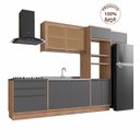 Ver imagem 2 de Cozinha Completa Modulada com Vidro Reflecta 5 Peças 8 Portas Viena Cinza/Freijó/Grafito