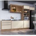 Ver imagem 1 de Cozinha Completa Modulada com Vidro Reflecta 5 Peças 8 Portas Viena Branco/Freijó/Cinza Argila