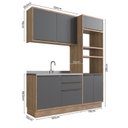 Ver imagem 4 de Cozinha Compacta Modulada 3 Peças 6 Portas Viena Cinza/Freijó/Grafito