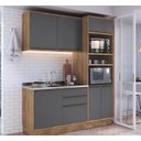 Ver imagem 1 de Cozinha Compacta Modulada 3 Peças 6 Portas Viena Cinza/Freijó/Grafito