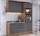 Ver imagem 1 de Cozinha Compacta Modulada 3 Peças 6 Portas Viena Cinza/Freijó/Grafito