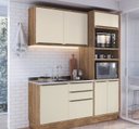 Ver imagem 1 de Cozinha Compacta Modulada 3 Peças 6 Portas Viena Branco/Freijó/Cinza Argila
