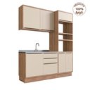 Ver imagem 3 de Cozinha Compacta Modulada 3 Peças 6 Portas Viena Branco/Freijó/Cinza Argila