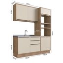 Ver imagem 4 de Cozinha Compacta Modulada 3 Peças 6 Portas Viena Branco/Freijó/Cinza Argila