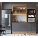 Ver imagem 1 de Cozinha Completa Modulada com Vidro Reflecta 4 Peças 7 Portas Viena Cinza/Freijó/Grafito