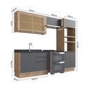 Ver imagem 3 de Cozinha Completa Modulada com Vidro Reflecta 4 Peças 7 Portas Viena Cinza/Freijó/Grafito