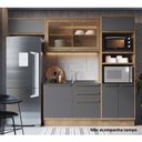 Ver imagem 1 de Cozinha Completa Modulada com Vidro Reflecta 4 Peças 7 Portas Viena Cinza/Freijó/Grafito