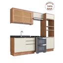 Ver imagem 2 de Cozinha Completa Modulada com Vidro Reflecta 4 Peças 7 Portas Viena Branco/Freijó/Cinza Argila