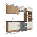 Ver imagem 3 de Cozinha Completa Modulada com Vidro Reflecta 4 Peças 7 Portas Viena Branco/Freijó/Cinza Argila