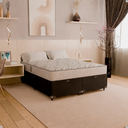 Ver imagem 1 de Baú Queen Bipartido Suede Preto + Colchão D33 One Face Branco- e-Shop Casa