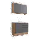 Ver imagem 4 de Cozinha Compacta Modulada 2 Peças 3 Portas Viena Cinza/Freijó/Grafito