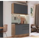 Ver imagem 1 de Cozinha Compacta Modulada 2 Peças 3 Portas Viena Cinza/Freijó/Grafito