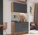 Ver imagem 1 de Cozinha Compacta Modulada 2 Peças 3 Portas Viena Cinza/Freijó/Grafito