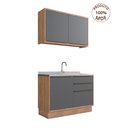 Ver imagem 3 de Cozinha Compacta Modulada 2 Peças 3 Portas Viena Cinza/Freijó/Grafito