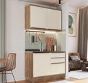 Ver imagem 1 de Cozinha Compacta Modulada 2 Peças 3 Portas Viena Branco/Freijó/Cinza Argila