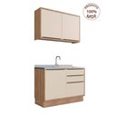 Ver imagem 3 de Cozinha Compacta Modulada 2 Peças 3 Portas Viena Branco/Freijó/Cinza Argila