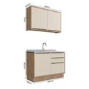 Ver imagem 4 de Cozinha Compacta Modulada 2 Peças 3 Portas Viena Branco/Freijó/Cinza Argila