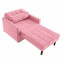 Ver imagem 4 de Sofá Cama 100cm Murilo Uno com Pés em Madeira Veludo Rosa