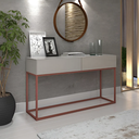 Ver imagem 1 de Aparador Eros 110cm Industrial Moderno e Minimalista 2 Gavetas:off White/cobre
