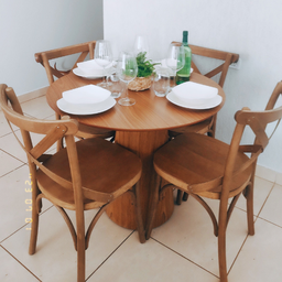Mesa de Jantar Cone 100cm Base Madeira Freijó Tampo Freijó - Marrom - 3