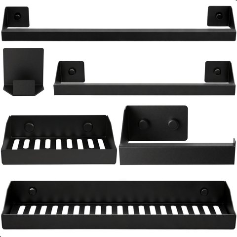 Kit de Acessórios para Banheiro Preto 6 Pçs F.Master Slim Df