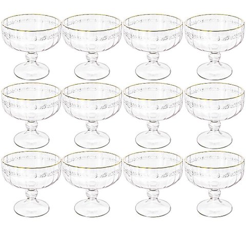 Taça de Sobremesa em Cristal Imperial Fio de Ouro 200ml 12 Peças - Lyor