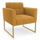 Ver imagem 6 de Poltrona Decorativa Industrial Dourado Kit 2 Elisa Bouclê Mostarda D03 - D'Rossi